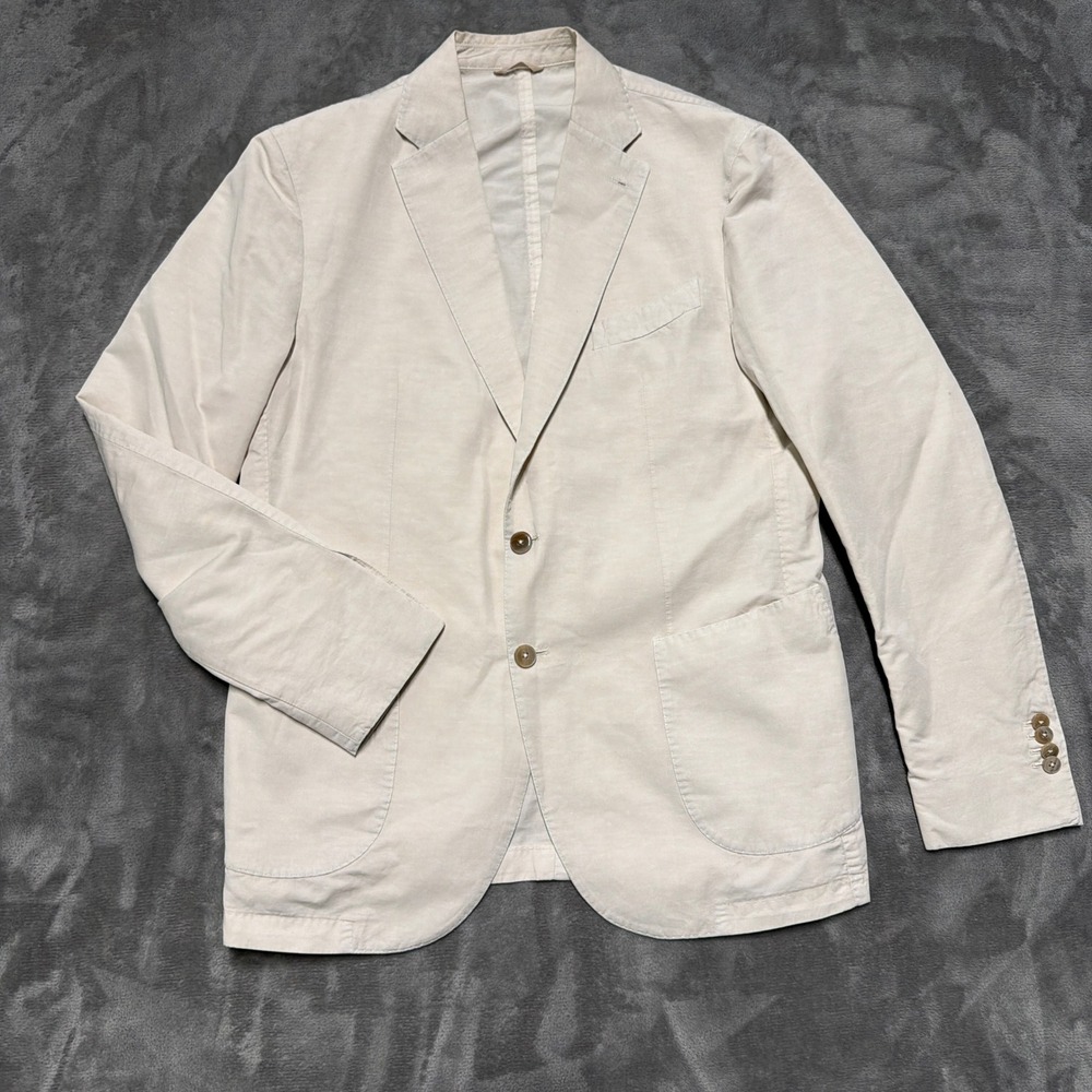 L.B.M. 1911 Tailored Blazer Mens 54 L (US 44 L) Cream Cotton Linen Unstructured